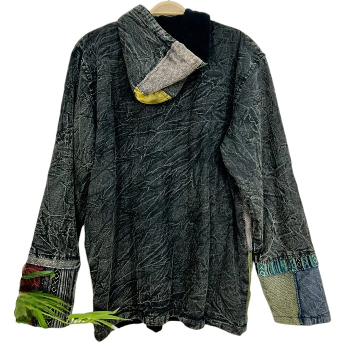GRINGO FAIR TRADE Blaue Stonewashed Jacke mit Sternenmuster