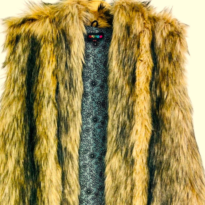 GRINGO FAIRTRADE Long-Length Sleeveless Faux Fur Coat