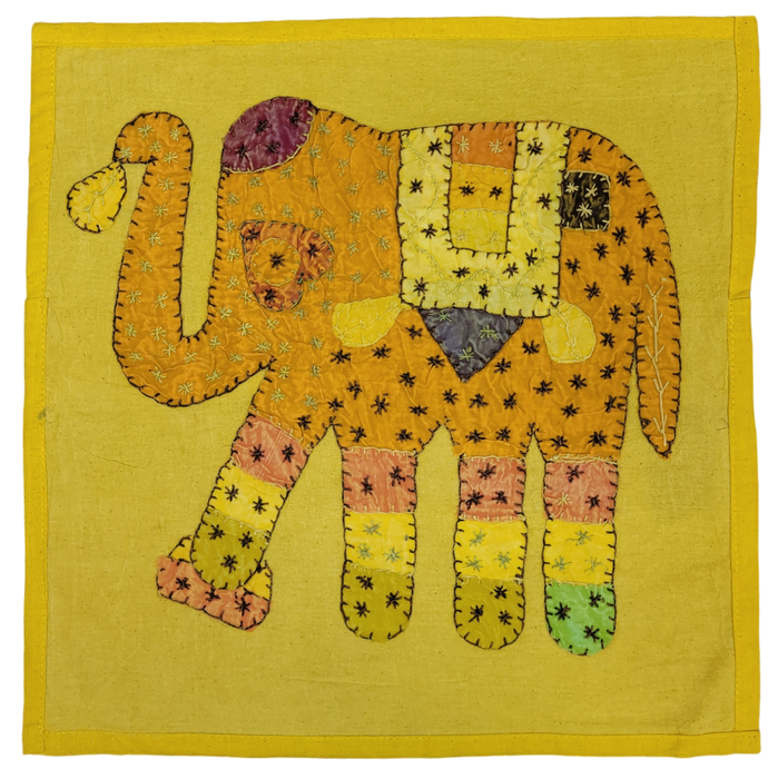 Embroidered Indian Patchwork Elephant Cushion Cover - Choice of Two Colours