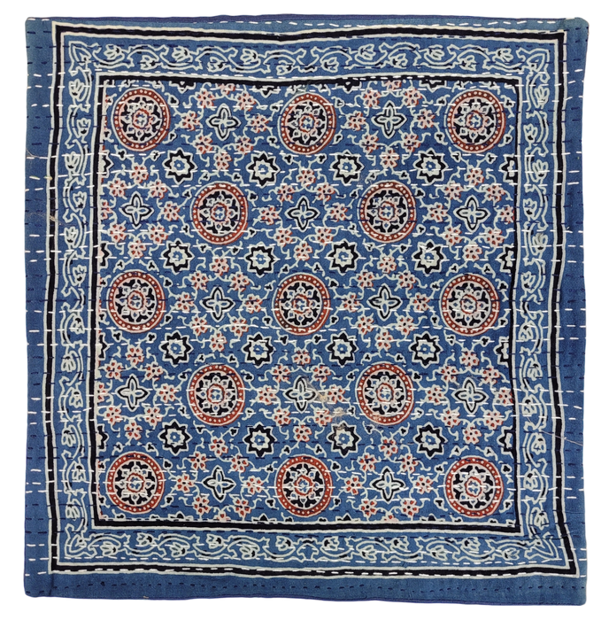 Traditional Blue 'Kantha' Cushion Cover