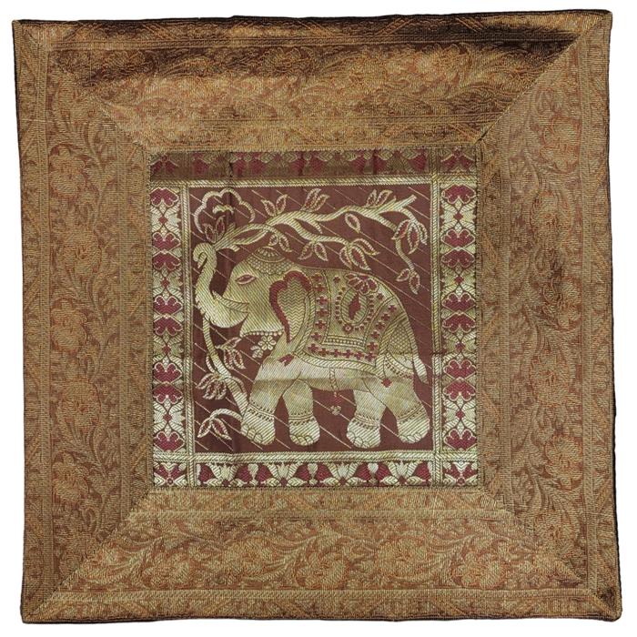 Metallic Thread 'Elephant' Cushion Cover