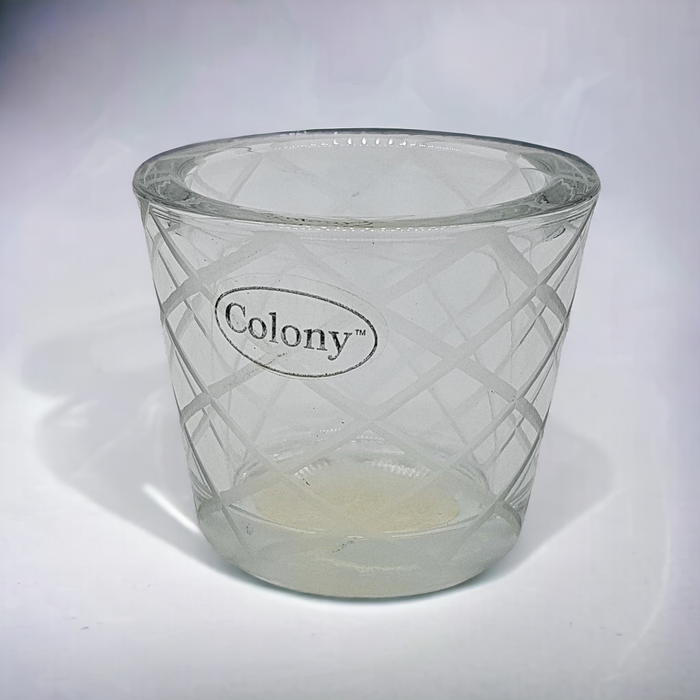 Chunky Glass Tealight Holder - Etched Diamond or Square Pattern