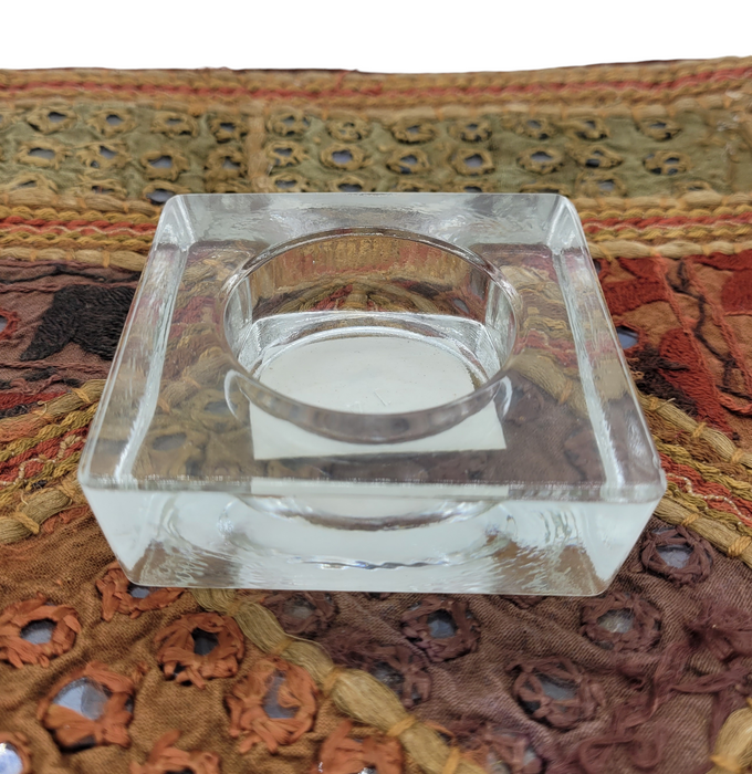 Small Square Glass Tealight Holder - Red Or Clear