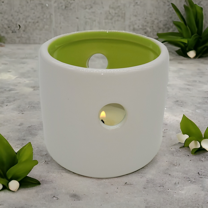 Ceramic Tea Light Holder Lantern with Holes - Choice of Two Colours