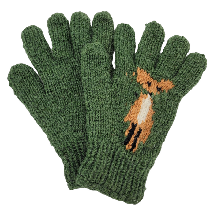 100% Wool Fox Design Gloves (Adult)