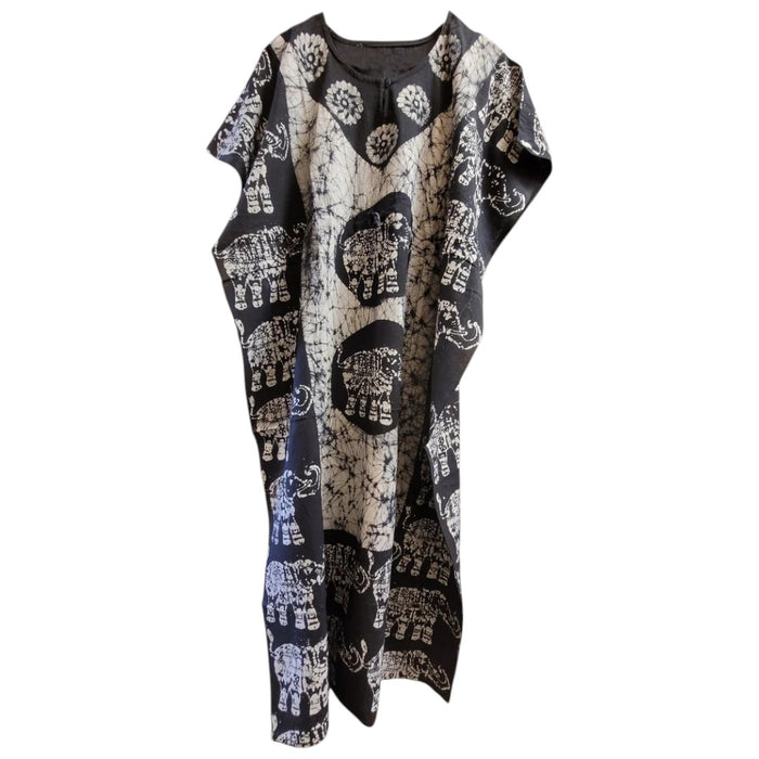 Langes Kaftan-Kleid mit Batik-Druck – verschiedene Farben