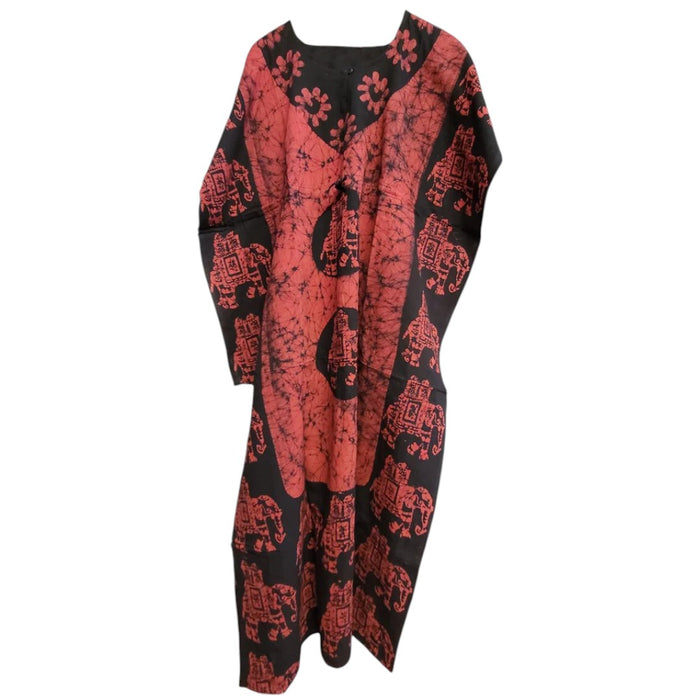 Langes Kaftan-Kleid mit Batik-Druck – verschiedene Farben
