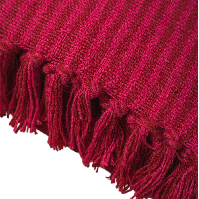 DAISY SNOW Recycled Cotton Striped Throw - Red & Pink