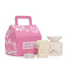 Pink floral cat fragrance gift box with white bird and flower patterns labeled agnes cat home fragrance gift set