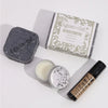 Dark gray square bar soap with agnes cat engraving in agnes and cat wellness gift set lake breeze for cat wellness gift