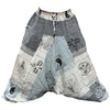 Gray and white cotton patchwork aladdin yoga pants with black mystical prints available in various sizes