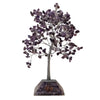 Purple amethyst gemstone tree with silver metal trunk and organite base featuring 320 stones
