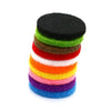 Stack of colorful felt circles in rainbow hues for 30mm aromatherapy diffuser necklace designs