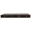 Black rectangular aromatherapy essential oil set box with gold foil accents showing handmade vegan and cruelty-free icons
