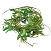 A coiled artificial lavender wreath with green leafy vines and realistic foliage for table decoration without flowers