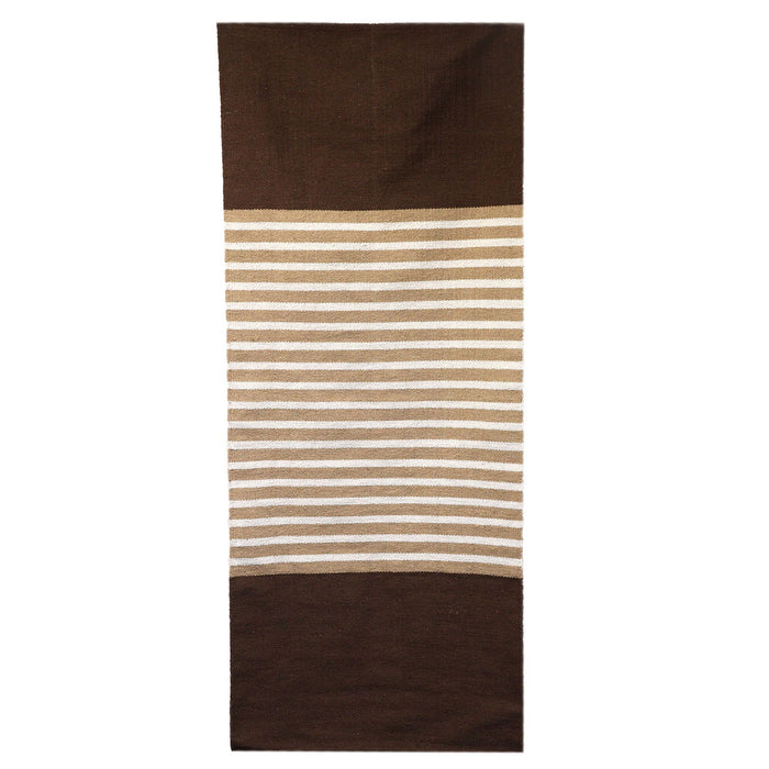 Gestreifter indischer Baumwollteppich – Dunkelbraun / Beige