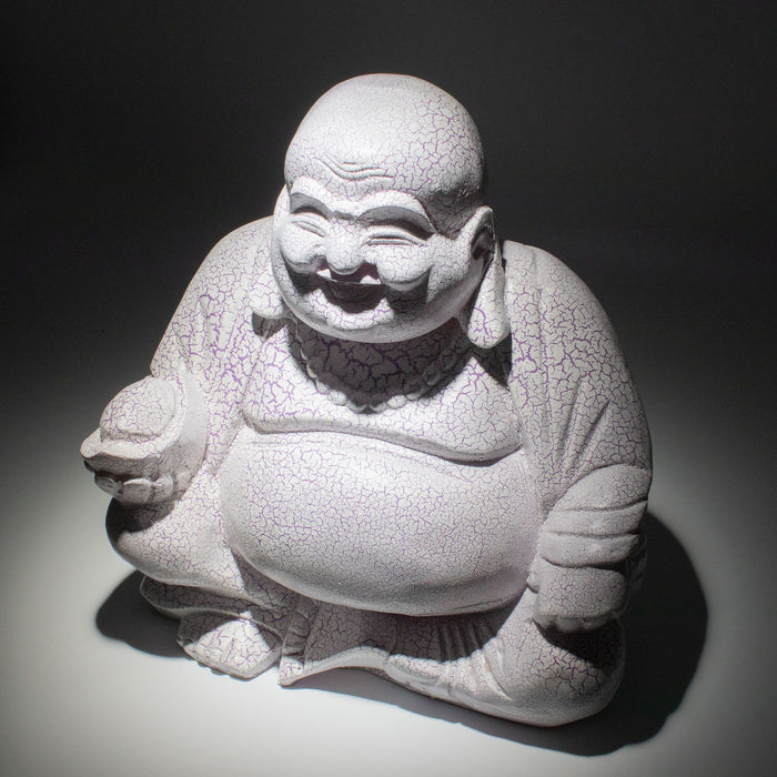 Buddha Glow Lampe – Lachend, Lavendel Krakeliert