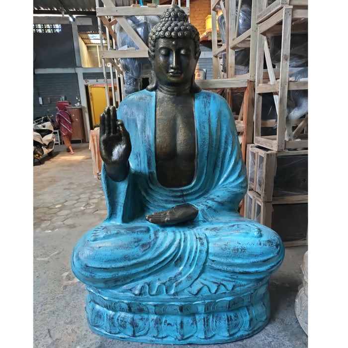 Großer Buddha aus Türkis und Stein auf Lotus – 2 m
