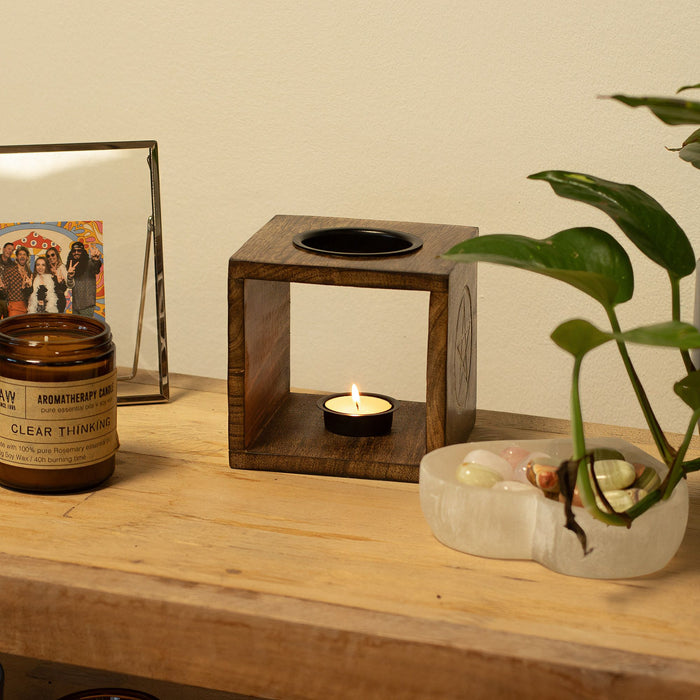 Große Duftlampe aus Mangoholz – Baum des Lebens
