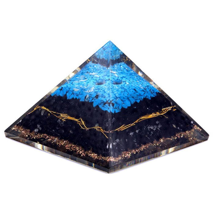 Orgonit-Pyramide - Türkis & Schwarzer Turmalin (Groß)