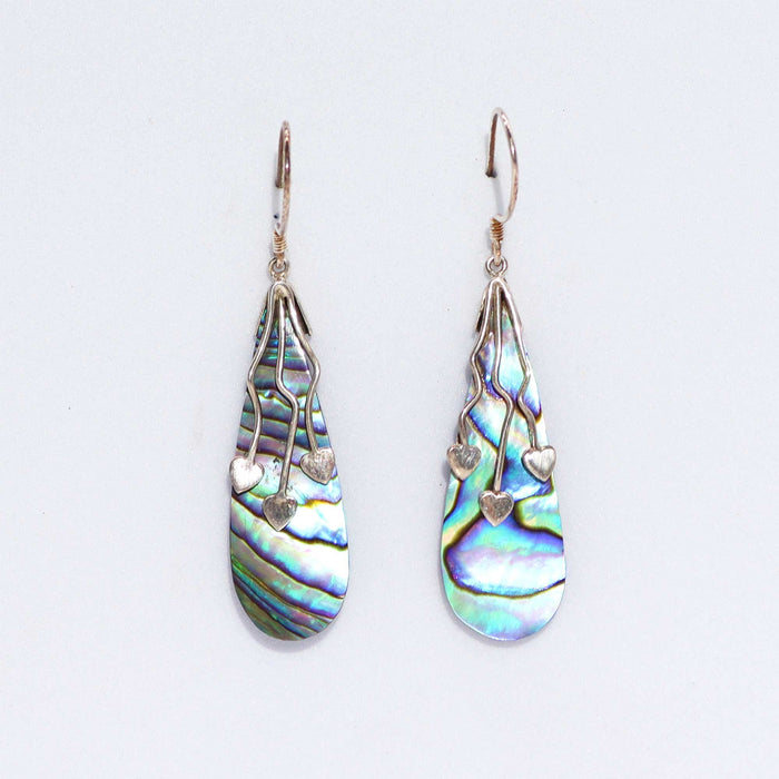 Ohrringe aus Sterlingsilber und Abalone-Muschel – Drei Herzen