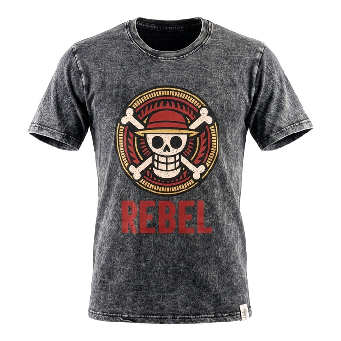 Baumwoll-T-Shirt, stonewashed – Rebel, Anthrazit (M)