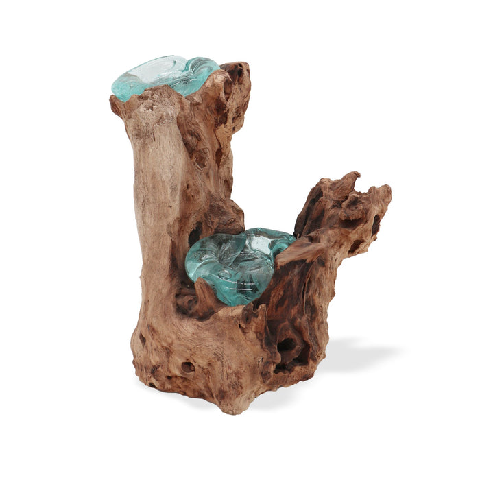 Molton Glas & Gamal Holz – Teelichthalter für zwei Teelichter