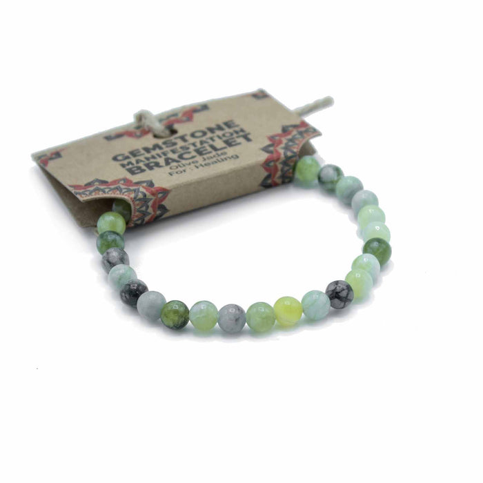 Gemstone 'Manifestation' Bracelet - Olive Jade - Healing