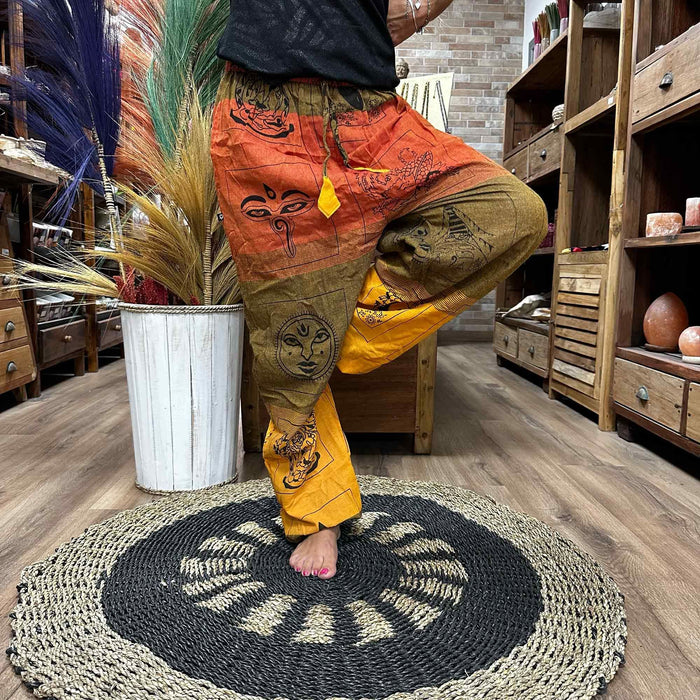 High Cross Yoga & Festival Pants - Himalayan Print, Orange