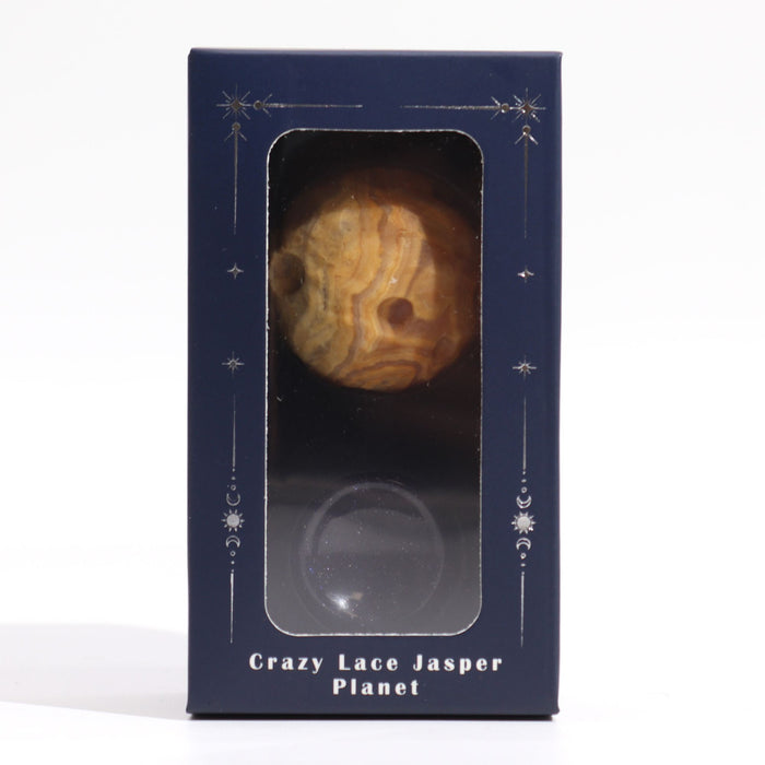 Edelstein-Planet auf Sonnenständer – Crazy Lace Jaspis MERKUR