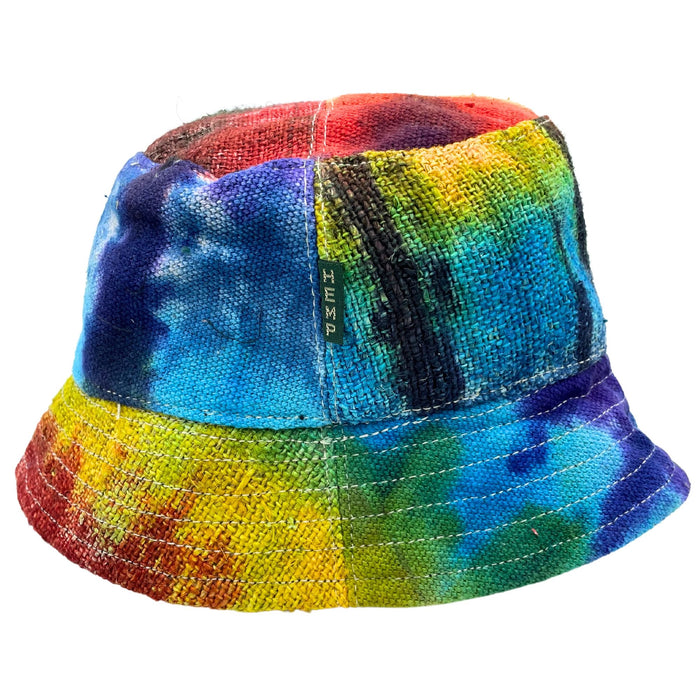 Geflickter Hanf- und Baumwoll-Boho-Festivalhut – Batik