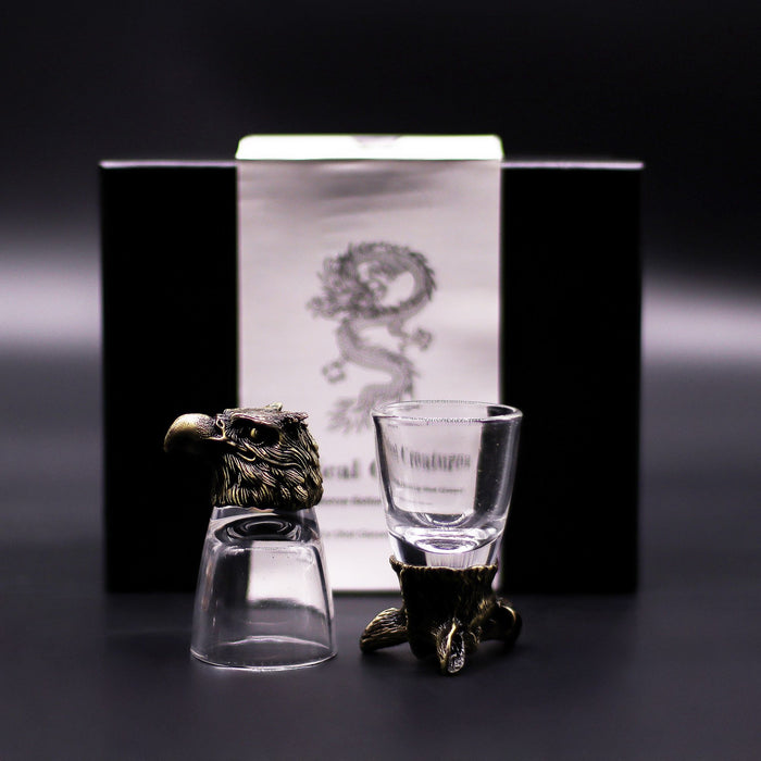 Coffret de 6 verres à shot "Bottoms Up" (50 ml) - Créatures de la forêt, bronze antique