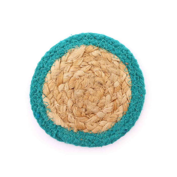 Jute Coasters - Mixed Colours in Basket, Set of 6