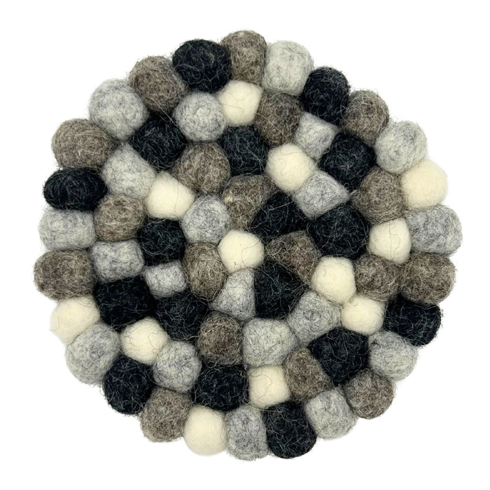 Multi-Grey Felt Ball Coasters - Round, Set of 4