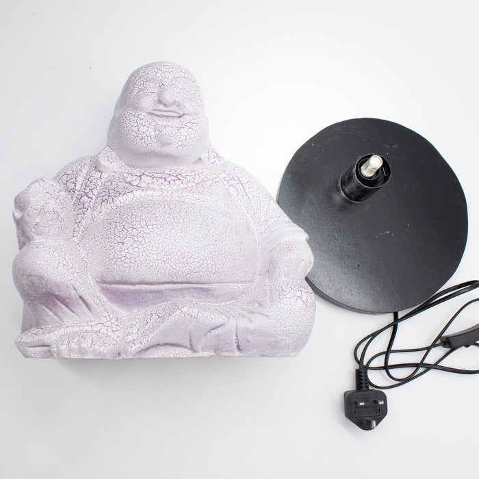 Buddha Glow Lampe – Lachend, Lavendel Krakeliert