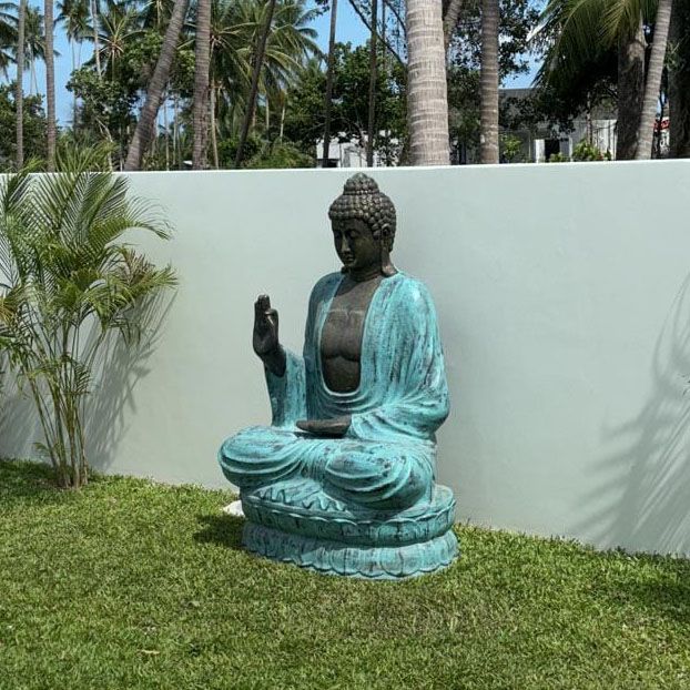 Großer Buddha aus Türkis und Stein auf Lotus – 2 m