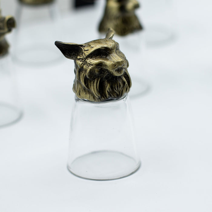 Coffret de 12 verres à shot (25ml) 'Bottoms Up' - Créatures de la Forêt & Mystiques, Bronze Antique