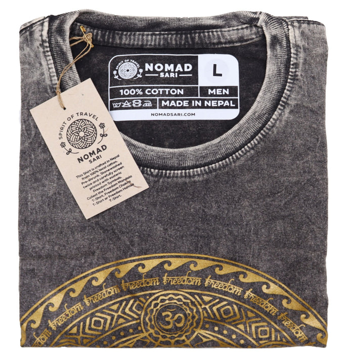 Stonewashed-Baumwoll-T-Shirt – Chakra, Dunkelgrau (Large)