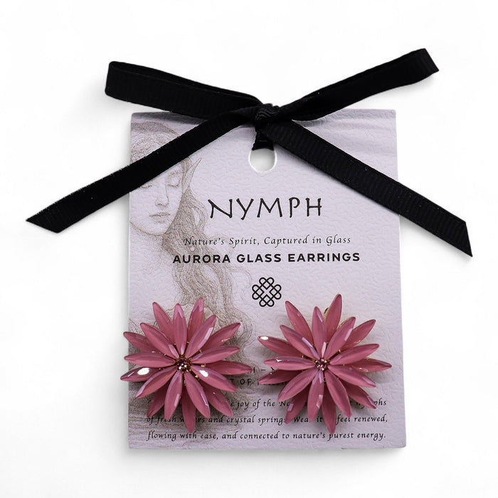 Nymph Aurora Glass Earrings - Flowers, Soft Pink