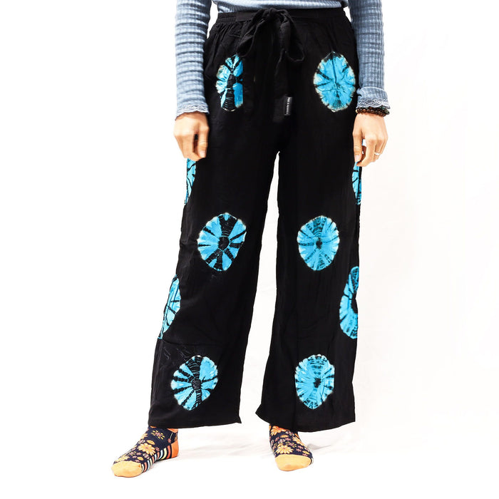 Japanische Lounge-Hose – Schwarz & Blau (Groß)