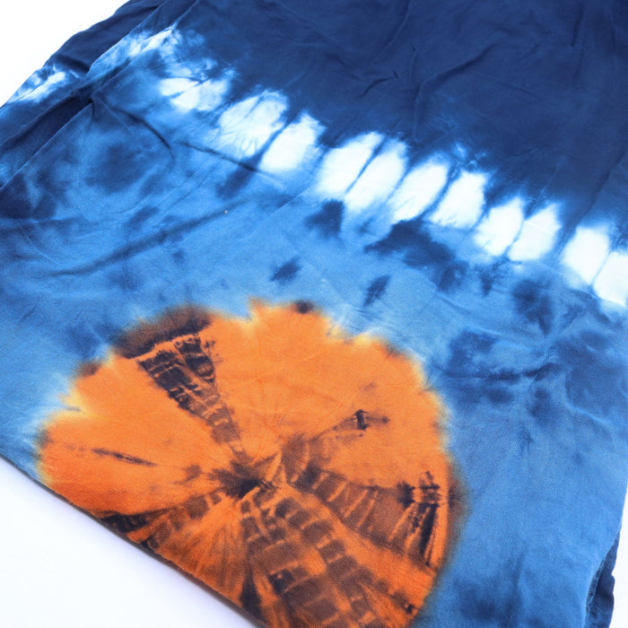 Loungehose im japanischen Stil – Blau, Petrol & Orange (Groß)