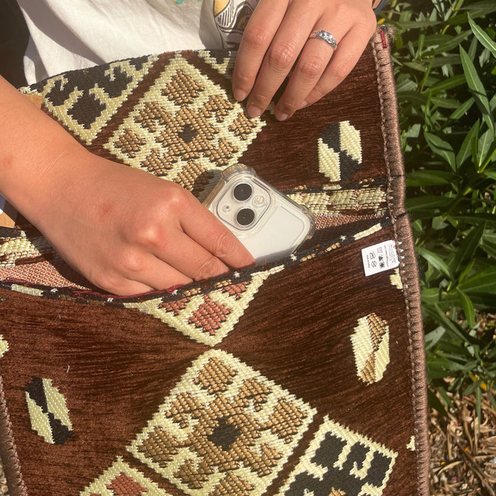 Kilim Sommer-Umhängetasche – Schokolade