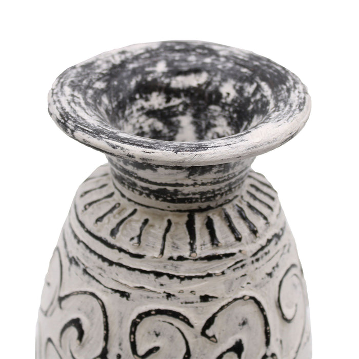 Zierliche Keramikvase – Wirbel, Cremefarben