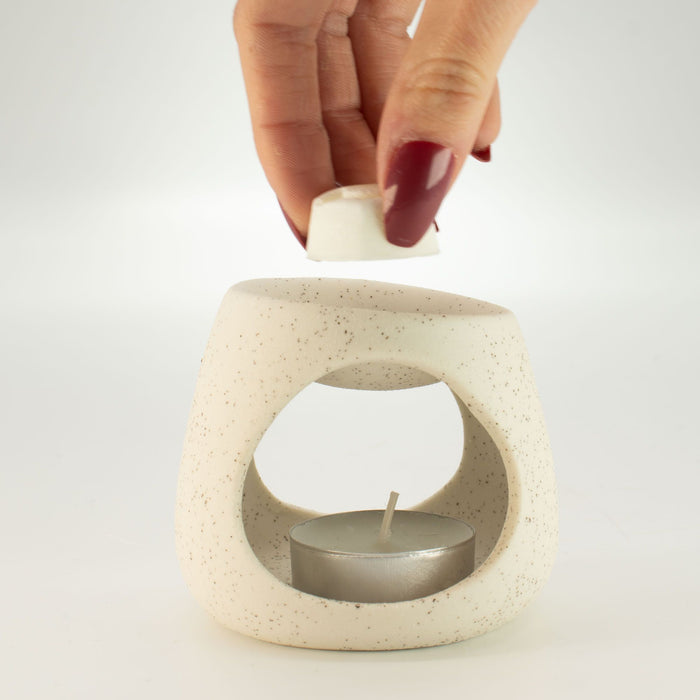 Keramische Duftlampe – Zen-Kiesel, Gebrochenes Weiß