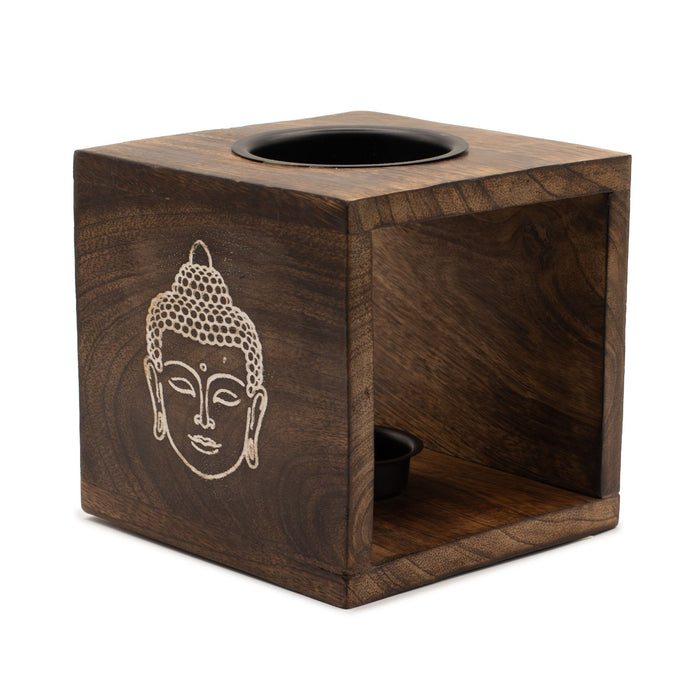 Großer Mangoholz-Duftlampe – Buddha-Gesicht