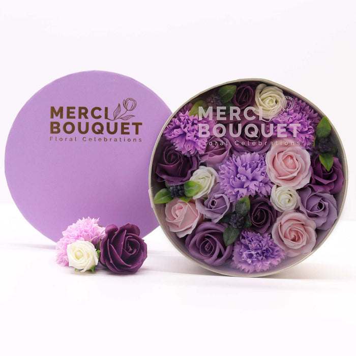 Geschenkbox Seifenblumen - Lavendel, Rose & Nelke