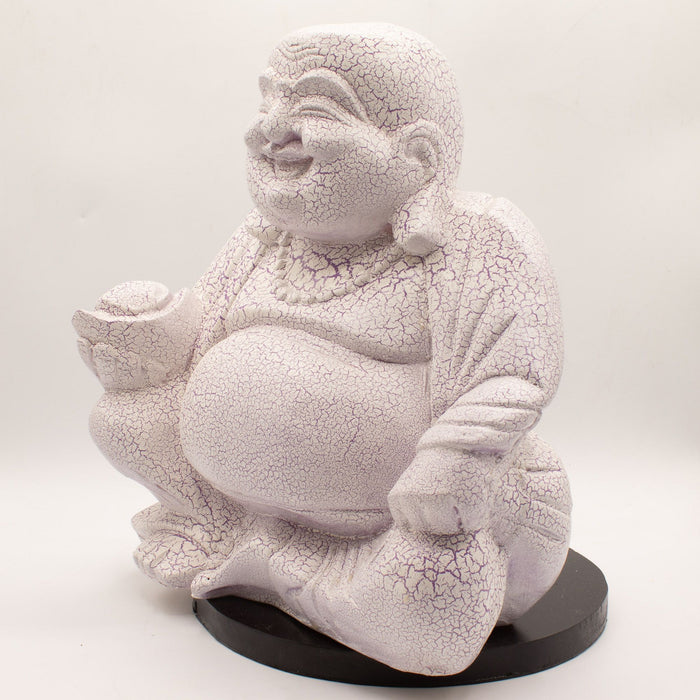 Buddha Glow Lampe – Lachend, Lavendel Krakeliert
