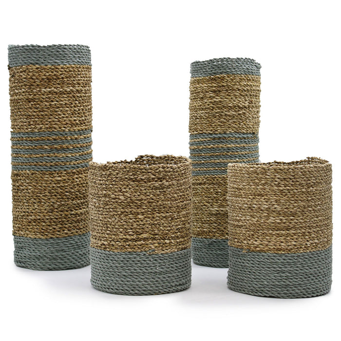 Seegras- & Abu-Abu-Bast-Set – 2x Vasen & 2x Körbe