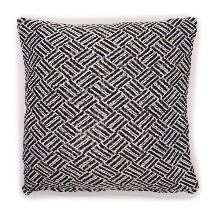 Klassischer Kissenbezug aus Baumwolle – Criss-Cross, Schwarz