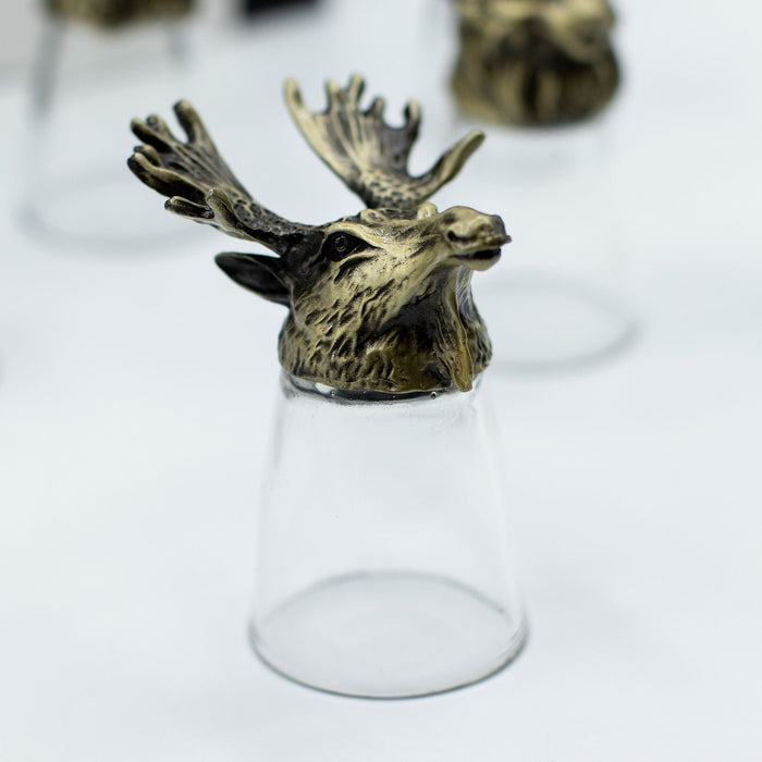 Coffret de 12 verres à shot (25ml) 'Bottoms Up' - Créatures de la Forêt & Mystiques, Bronze Antique